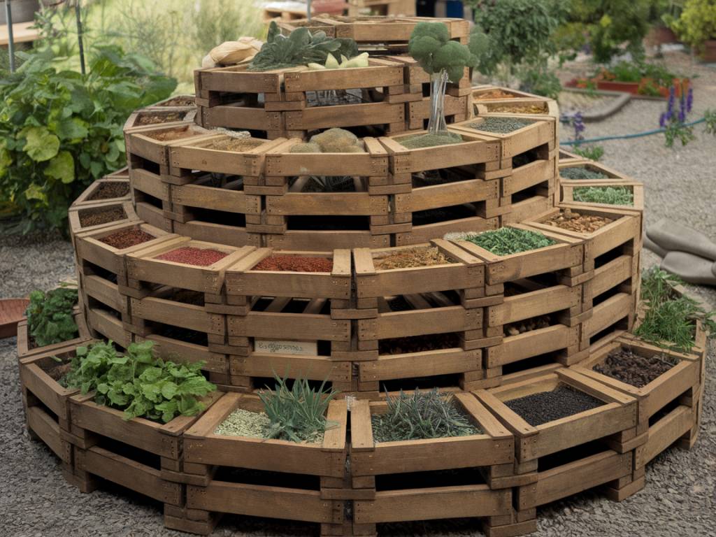 Spirale d'aromatiques : une structure ingénieuse pour vos plantes condimentaires