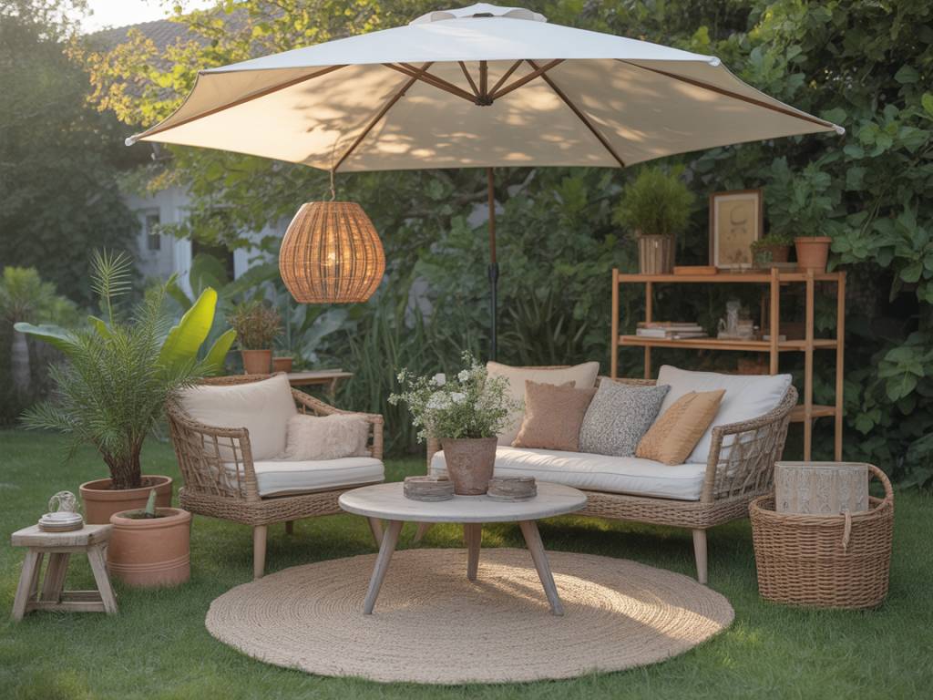 Créer un coin détente bohème au jardin avec des objets de récupération